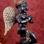 Grand Brass Garuda with Black & Gold Finish | 28" x 19" x 15" (71.1 x 48.3 x 38.1 cm) | 45 kg Monumental Art | Heat-Treated Divine Murti